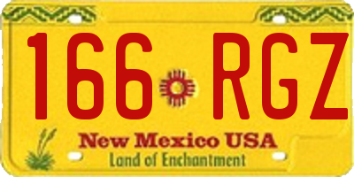 NM license plate 166RGZ
