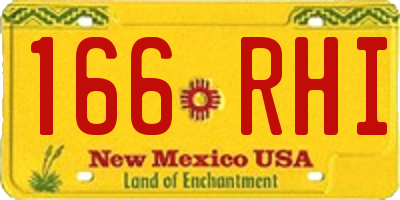 NM license plate 166RHI