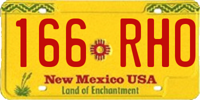 NM license plate 166RHO