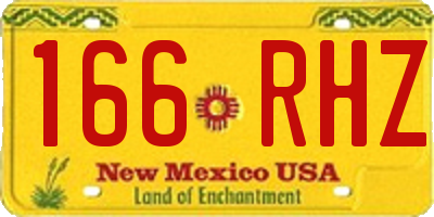 NM license plate 166RHZ