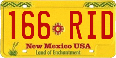 NM license plate 166RID