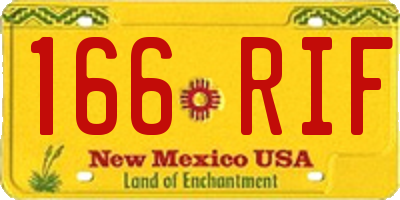 NM license plate 166RIF