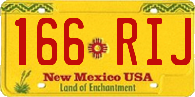 NM license plate 166RIJ