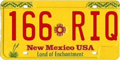NM license plate 166RIQ