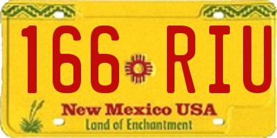 NM license plate 166RIU