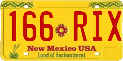 NM license plate 166RIX