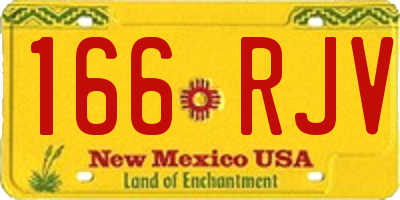 NM license plate 166RJV
