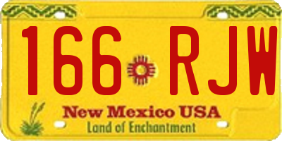 NM license plate 166RJW