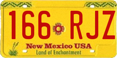 NM license plate 166RJZ