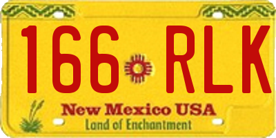 NM license plate 166RLK