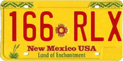 NM license plate 166RLX