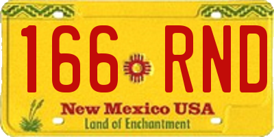 NM license plate 166RND