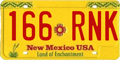 NM license plate 166RNK
