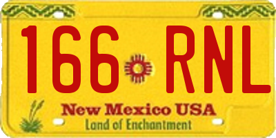 NM license plate 166RNL