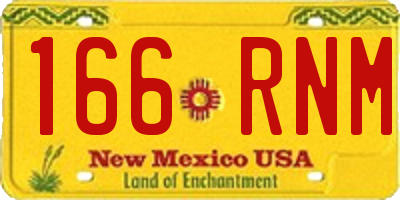 NM license plate 166RNM