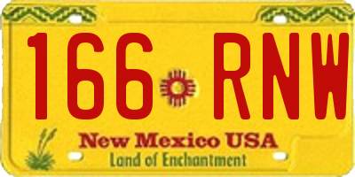 NM license plate 166RNW