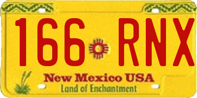 NM license plate 166RNX