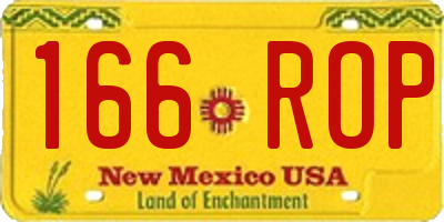 NM license plate 166ROP