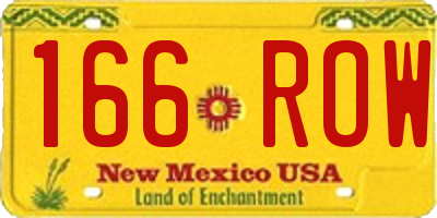 NM license plate 166ROW