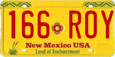 NM license plate 166ROY