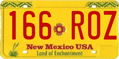 NM license plate 166ROZ