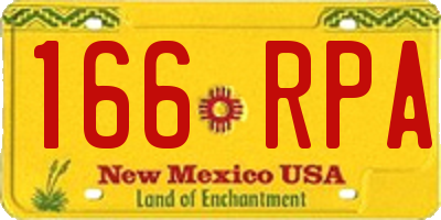 NM license plate 166RPA