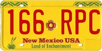 NM license plate 166RPC