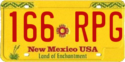 NM license plate 166RPG