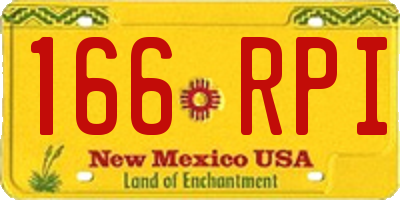 NM license plate 166RPI