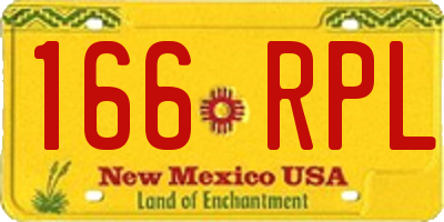 NM license plate 166RPL