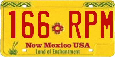 NM license plate 166RPM