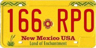 NM license plate 166RPO