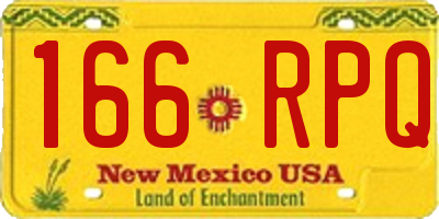 NM license plate 166RPQ