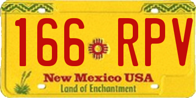 NM license plate 166RPV