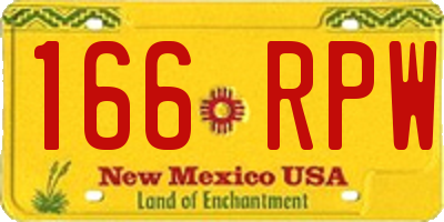 NM license plate 166RPW