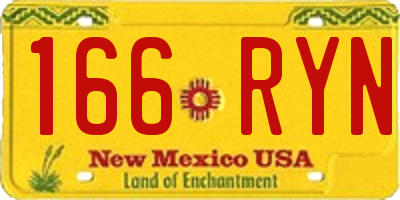 NM license plate 166RYN