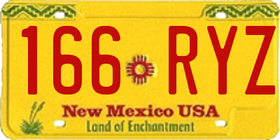 NM license plate 166RYZ