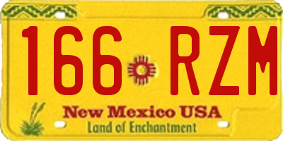 NM license plate 166RZM