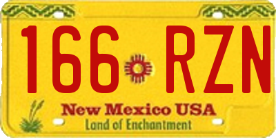 NM license plate 166RZN