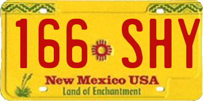 NM license plate 166SHY
