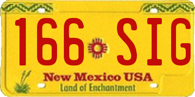 NM license plate 166SIG