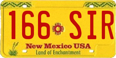 NM license plate 166SIR