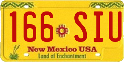 NM license plate 166SIU