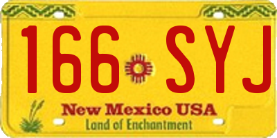 NM license plate 166SYJ