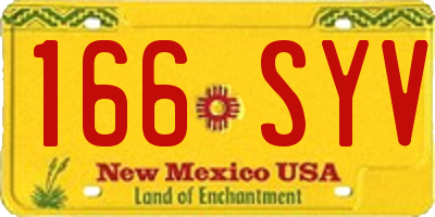 NM license plate 166SYV