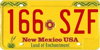 NM license plate 166SZF