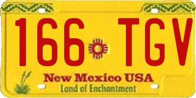 NM license plate 166TGV