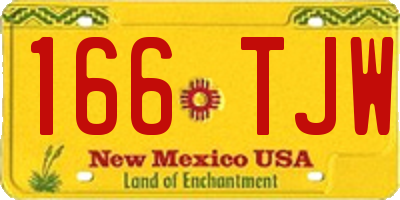 NM license plate 166TJW