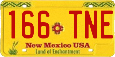 NM license plate 166TNE