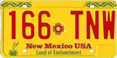 NM license plate 166TNW